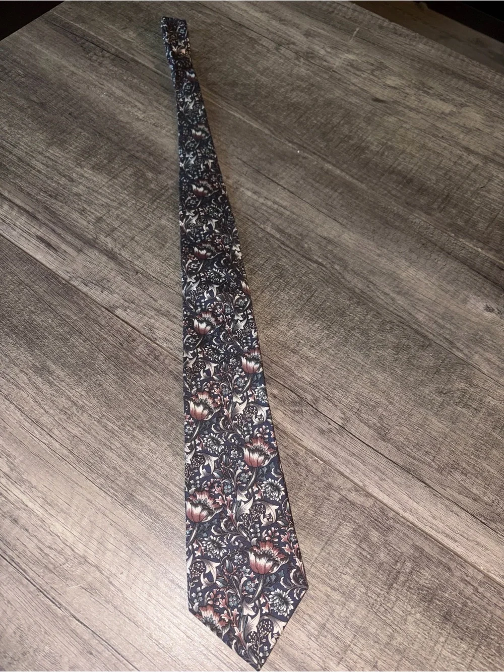 Oscar de la Renta Floral Tie in Navy, Brown and Cream